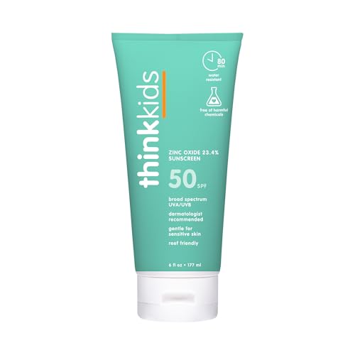 Thinkkids Kids Sunscreen SPF 50+, Mineral Formula, Water Resistant, 3 Fl Oz