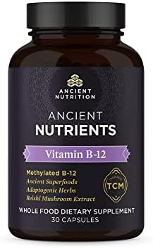 Ancient Nutrition Methylated Vitamin B12 Supplement, Supports Energy | Supports Energy Metabolism and Nervous System Health, Adaptogenic Herbs