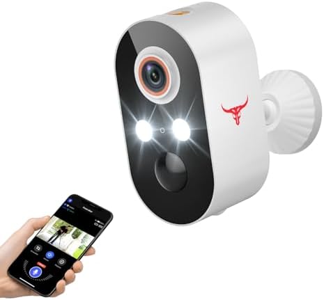 1080P Wireless Security Camera Outdoor, Battery Powered, AI Human Detection, Color Night Vision, 2-Way Audio, IP65 Waterproof, 2.4G Wi-Fi, Cloud Storage (2 Spotlights)