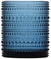 FORTESSA Jupiter Beaded Hobnail Glass Vintage Themed Drinkware Set, 10 Ounce Double Old Fashioned Glass (Set of 6), Dishwasher-Safe, Blue