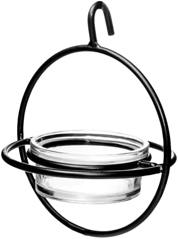 Monarch Abode Hanging Hummingbird Feeders for Outdoors – Single Handcrafted Hanging Glass Hummingbird Feeder with Red Bowl & Perch