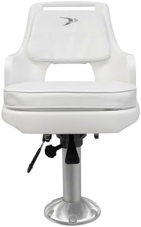 Wise 8WD015-710 Standard Pilot Chair with Cushions, Fixed Height Pedestal and Seat Slide | 28-oz marine vinyl snap-on cushions, 2-7/8 in aluminum post