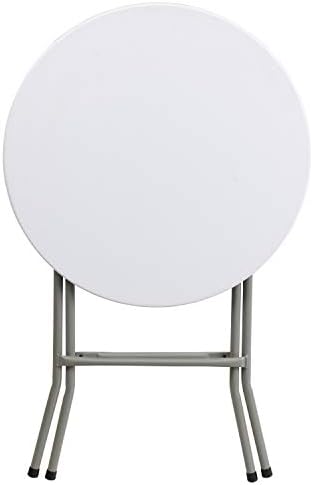 Flash Furniture 5' Round All-Occasion Plastic Folding Event Table for Parties and Trade Shows, Folding Banquet Table for Indoor/Outdoor Events, White
