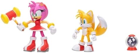 JAKKS Pacific Sonic the Hedgehog Sonic 4" Action Figure 2 Pack - Modern Tails & Modern Amy