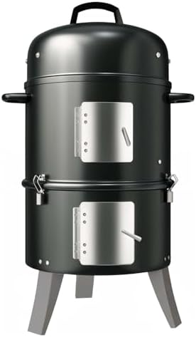 GasOne Vertical Smoker with Thermometer – 16 Inch Heavy Duty Charcoal Smoker – Multipurpose Charcoal BBQ Grill Smoker for Outdoor