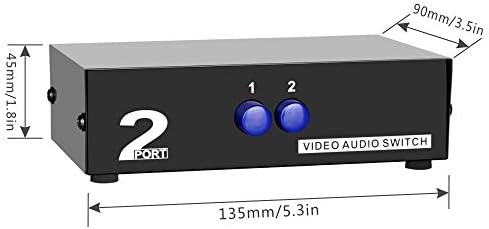 Panlong 2 Port AV RCA Switch 2 in 1 Out Composite Video L/R Audio Switcher Selector Box for DVD Player, Sega Genesis, SNES, N64, PS2/3 Game Consoles