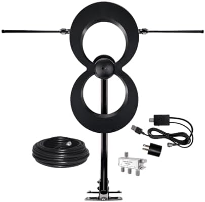 Antennas Direct ClearStream 2V Indoor Outdoor TV Antenna UHF VHF Multi-Directional, 60+ Mile Range, 4K 8K UHD, NEXTGEN TV – w/Reflector, 20-inch Mast