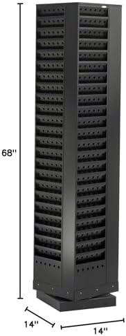 Safco Rotating Wire Magazine Holder, Metal Display Rack with 16 Pockets, 4 Tier Rolling Organizer, Powder Coat Finish, 5 Casters, Charcoal