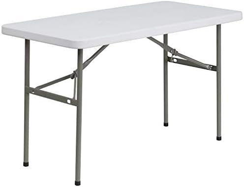 Flash Furniture 5-Foot Granite White Plastic Folding Table | Lightweight, Easy Storage, Commercial Grade