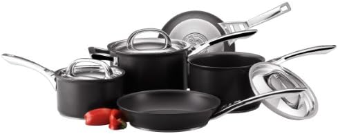 Circulon Infinite Induction Hob Pan Set - 6 Piece Non Stick Pots and Pans Sets with Stainless Steel Lids & Handles, Premium Dishwasher Safe Cookware, Black