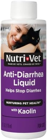 Nutri-Vet Anti-Diarrhea Liquid for Cats, Gentle Formula with Pectin and Kaolin, Soothes Upset Stomach and Irritated GI Tract, Slows Stool Passage, Cat Essentials, Detoxifies Bacterial Toxins, 4oz
