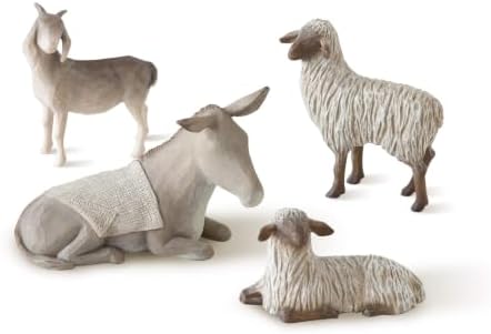 Willow Tree Sheltering Animals for the Holy Family, 4 Piece Nativity Set | Designed by Artist Susan Lordi, Build the Nativity Scene