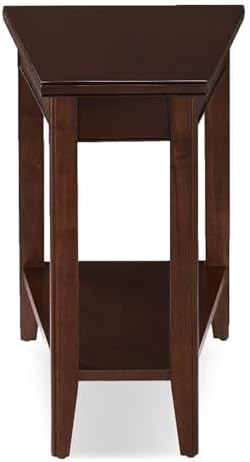 BOWERY HILL Transitional Wood Wedge End Table, 24 x 10 x 24 in, Hardwood, Chocolate Cherry Finish, Compact Design with High Display Shelf