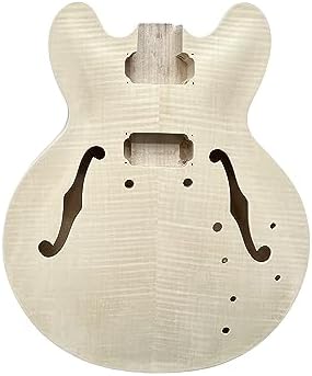 DBL DIY Electric Guitar Kit,Semi-Hollow Body Electric Guitar,with Paulownia Wood Core and Maple Plywood,6 Strings,Build Your Own Guitar