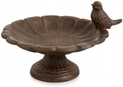 Comfy Hour 7.5 Inch Cast Iron Bird Bath, Sunflower Bird Feeder
