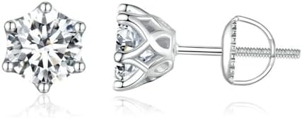 S925 Sterling Silver 0.5ct VVS1 D-color Diamond Screw Back Stud Earrings for Women, Elegant for Engagements or Birthday Celebrations