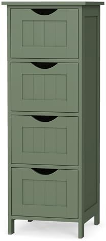 VASAGLE Floor Storage Cabinet, Freestanding Storage Organizer with 4 Drawers, 11.8 x 11.8 x 32.3 Inches, for Living Room, Bathroom, Dining Room, Kitchen, Modern Style, Cloud White ULHC040WH01S