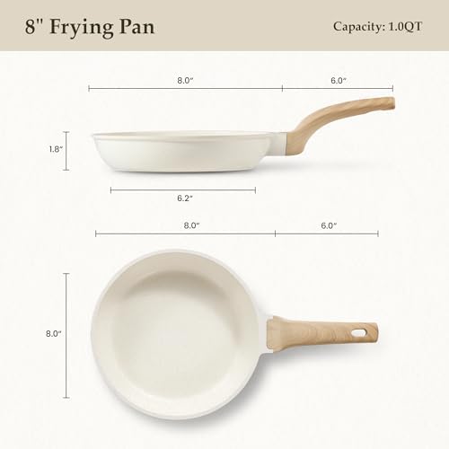 CAROTE Nonstick Frying Pan, 8 Inch Classic Granite Skillet | Kitchen Healthy Non Toxic Stone Cookware,All-Stovetop Compatible, Cool Handle, Easy to Clean, PFOA Free