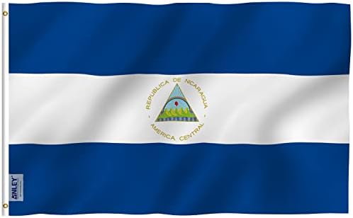 Fly in Breeze 3x5 Feet Nicaragua Flag - Vivid Color and Fade proof - Canvas Header and Double Stitched - Nicaraguan National Flags Polyester with