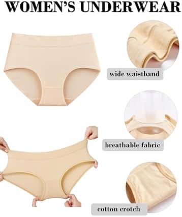 Buankoxy Women's Mid-Rise Stretch Cotton Panties, Assorted Colors