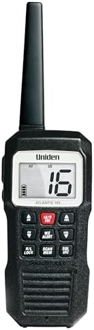 Uniden Atlantis 155 Handheld Two-Way VHF Marine Radio, Floating IPX8 Submersible Waterproof, Dual-Color Screen