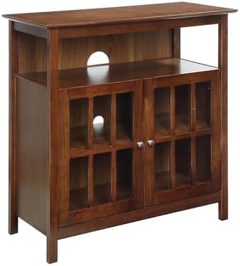Convenience Concepts Big Sur Highboy TV Stand with Storage Cabinets and Shelves in White Finish