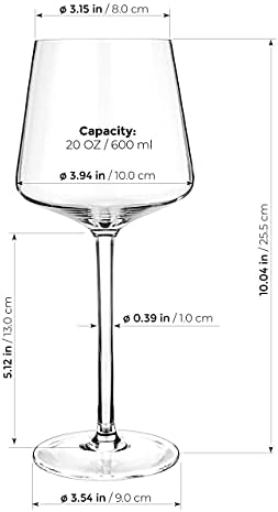 Crystal Wine Glasses Set 6, Red White Wine Large Glasses - 100% Lead-Free Glass - Pinot Noir - Burgundy - Bordeaux - 20.5-ounce