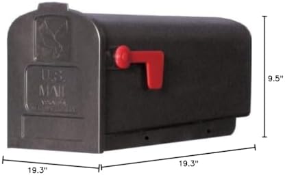 Gibraltar Deluxe Polybox Plastic Post Mounted Black Mailbox 9-9/16 in. H x 7-7/8 in. W x 19-3/8 in. L