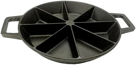 Bayou Classic 10-in Cast Iron Wedge Cornbread Skillet Features Side Loop Handles For Easy Transport Bakes 8 Wedges of Cornbread