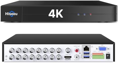 Hiseeu 4K 8 Channel DVR Security Digital Video Recorder | Advanced 8MP DVR with Person/Vehicle Detection for CCTV Camera,AHD/TVI/CVI/CVBS/IPC,No Monthly Fee,No Hard Drive