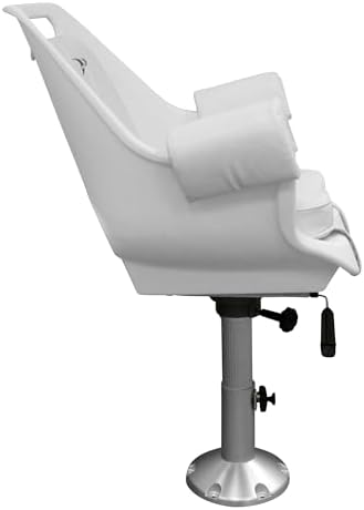 Wise 8WD007-6-710 Deluxe Pilot Chair with Cushions, Mounting Plate, Adjustable Height Pedestal and Seat Slide | Roto-molded marine grade frame