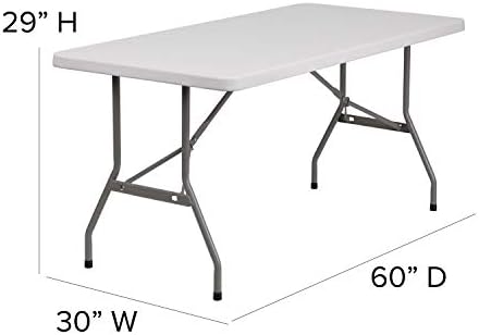 EMMA + OLIVER 5-Foot Granite White Plastic Folding Table | Lightweight, Easy Storage, Event and Banquet Table
