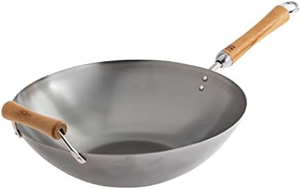 JOYCE CHEN Classic Series 12-Inch Carbon Steel Stir Fry Pan with Birch Handle