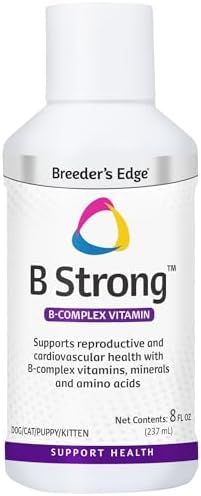 Breeder’s Edge B Strong Powder, B-Complex Vitamin Supplement for Dogs and Cats, Supports Reproductive Health, Promotes Normal Heat Cycles, and Helps Maintain Energy, 300g
