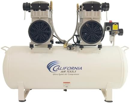 California Air Tools 20040CAD Powerful 4.0 HP Ultra Quiet and Oil-Free Air Compressor, 20 Gallon Tank, 75 dB Noise Level, White, 220v 60hz, with Automatic Drain Valve