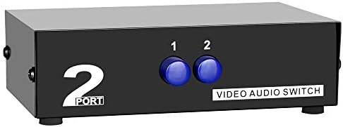 Panlong 2 Port AV RCA Switch 2 in 1 Out Composite Video L/R Audio Switcher Selector Box for DVD Player, Sega Genesis, SNES, N64, PS2/3 Game Consoles