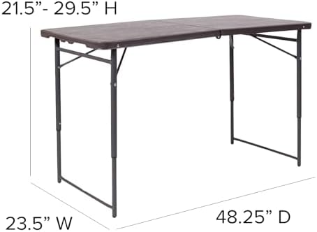 Flash Furniture 5-Foot Bi-Fold Granite White Plastic Folding Table | Lightweight, Easy Storage, Commercial Grade, Carrying Handle