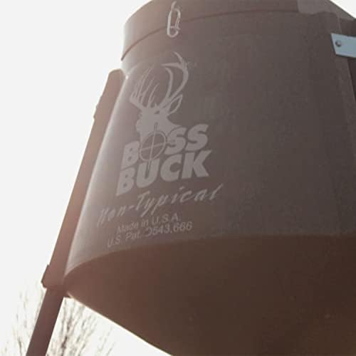 BOSS BUCK 350 LB Deer Feeder/Hunting Durable Lightweight Plastic UV Protected Windproof Waterproof Gravity Feed with Protein 3 Feed Tubes Head, Multi-Piece Round Legs | Protein 3 feed tubes head, Multi-Piece round legs