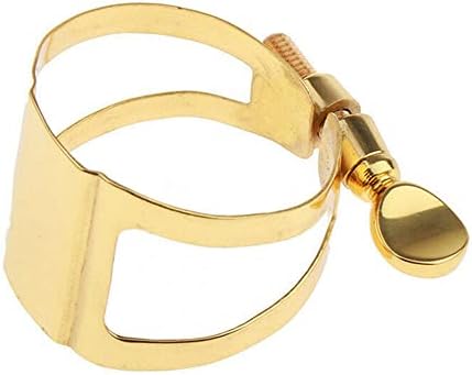 Jiayouy Brass Sax Ligature Alto Saxophone Mouthpiece Ligature Fastener - Gold Plated