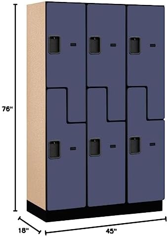 Salsbury Industries 2-Tier S-Style Extra Wide Designer Wood Locker with Three Wide Storage Units, 6-Feet High by 18-Inch Deep, Mahogany
