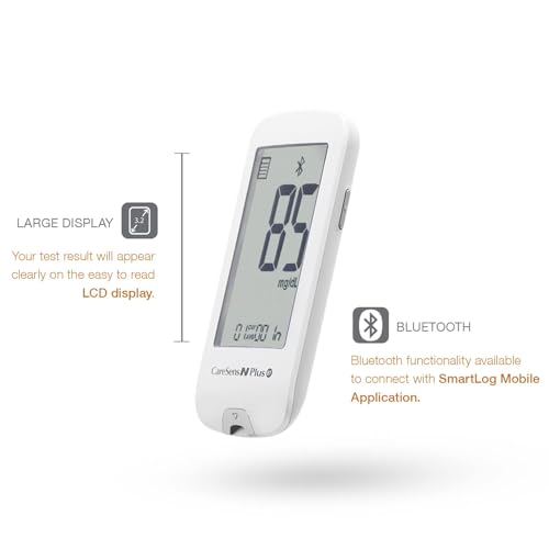 CareSens N Plus Bluetooth Blood Glucose Monitor Kit with 100 Blood Sugar Test Strips, 100 Lancets, 1 Blood Glucose Meter, 1 Lancing Device