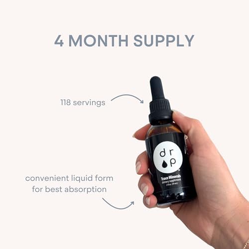 Drop Trace Minerals with Fulvic Acid, Liquid Ionic Mineral Drops with Electrolytes – 72+ Minerals, for Energy, Hydration & Gut Health – No Pills