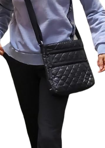Quilted Crossbody bag BLACK Ultra light water repellent Stain resistance
