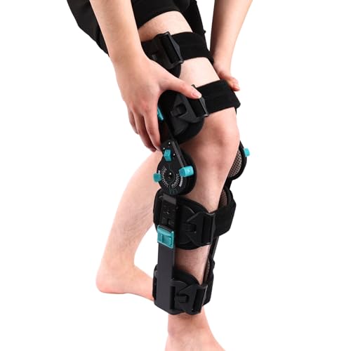 Hinged Rom Knee Brace, Adjustable Post Op Knee Immobilizer for Recovery Stabilization, ACL, MCL and PCL Injury