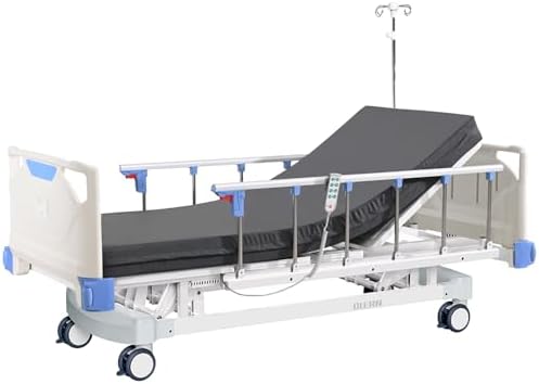 Premium 3 Function Full Electric Hospital Bed,Adjustable Medical Bed | 550LBS,4.7" Waterproof Mattress,Adjustable Height,One-Click CPR,Iv Pole,Germany Moter for Home Use Hospital Nursing Clinic
