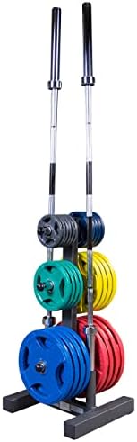 Body-Solid (WT46) 6-Post Olympic Weight Tree & Bar Holder - Durable Plate Rack and Weight Storage Stand for Home Gym - 1000 lb Weight Capacity