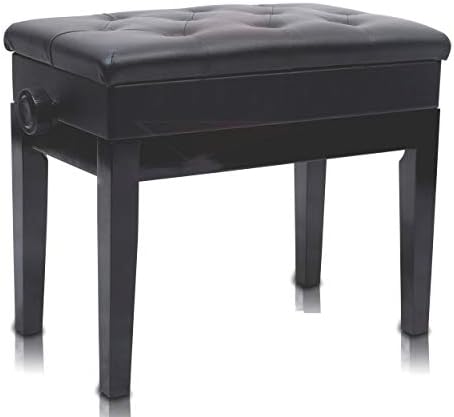 Griffin Adjustable Piano Bench (ErgonomicPRO-X Series) – Black Solid Wood Frame, PU Leather Cushion