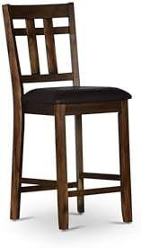 Steve Silver Co Saranac Counter Chair, 24-Inch Seat, Slat-Back Design, Set of 2 Chairs, Mocha Finish, Rustic Styling, Dining Room, Kitchen, Barstool