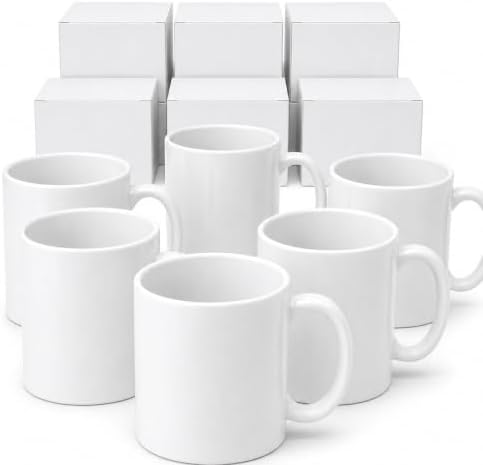 36 Pack Sublimation Mugs 11oz White Blank Ceramic Coffee Mugs with Individual White Boxes, AAA Grade with Premium Coating for Heat Press DIY