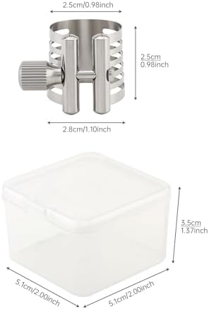 Alto Saxophone Mouthpiece Ligature Sax Ligature, Silver, Stainless Steel with Plastic Box for Alto Saxophone Ebonite Mouthpieces